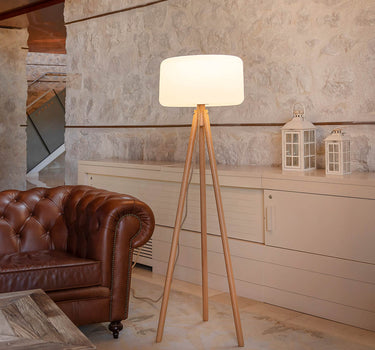 Design vloerlamp met houten poten, Chloe 140