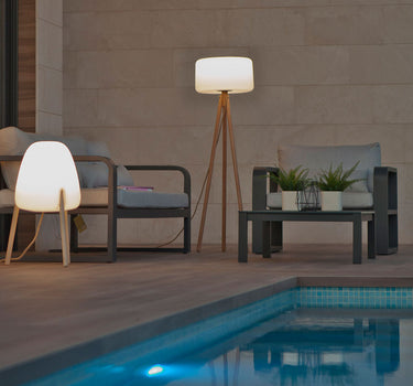 Design vloerlamp met houten poten, Chloe 140