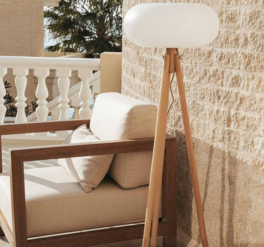 DESIGNER VLOERLAMP MET HOUTEN POTEN DENISE 140