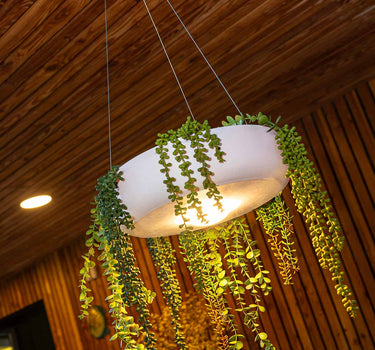 ELBA 39 ronde hangende bloempot met draadloze verlichting 