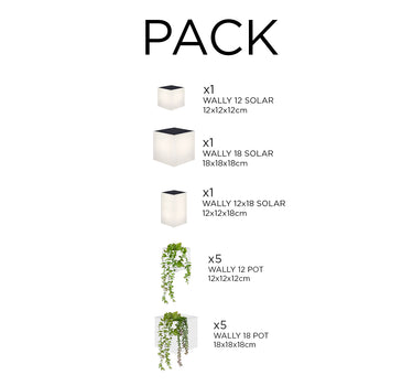Pakket Solar Wandlampen WALLY + Verticale Bloempotten | Duurzame Verlichting en Verticale Tuin