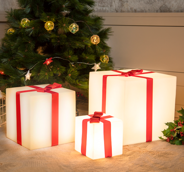 VERLICHTE CADEAU KERST KUBUS 40