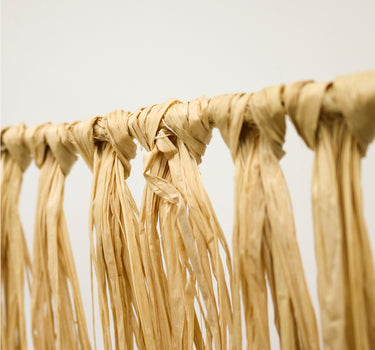 Decoratieve slinger van natuurlijke raffia franjes