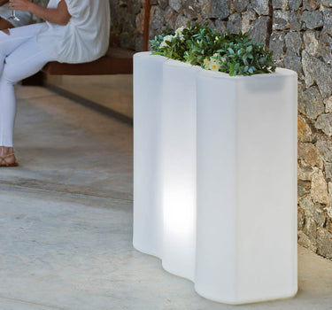 Rechthoekige plantenbak met PALMERA-lamp