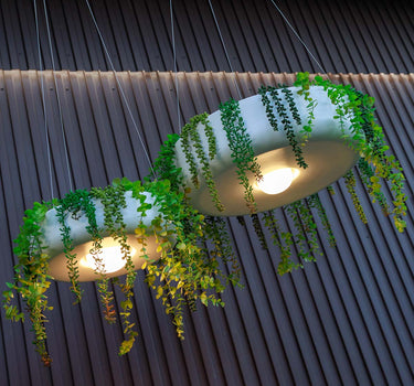 ELBA 59  ronde hangende bloempot met draadloze verlichting 