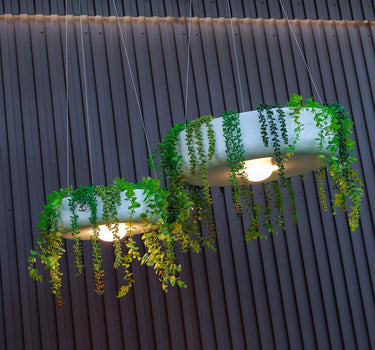 ELBA 59  ronde hangende bloempot met draadloze verlichting 