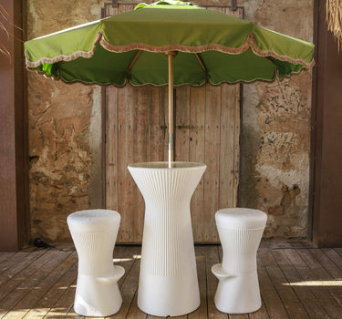 Vintage groene parasol met franjes TULUM ø230