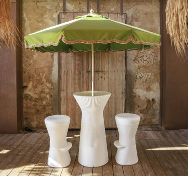 Vintage groene parasol met franjes TULUM ø230