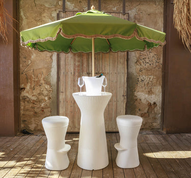 Vintage groene parasol met franjes TULUM ø230
